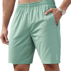 Shorts masculinos de secagem rápida com cintura elástica com bolsos para academia, corrida, esportes