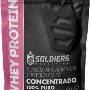 Whey Protein Concentrado 1Kg - Morango - 100% Puro Importado - Soldiers Nutrition