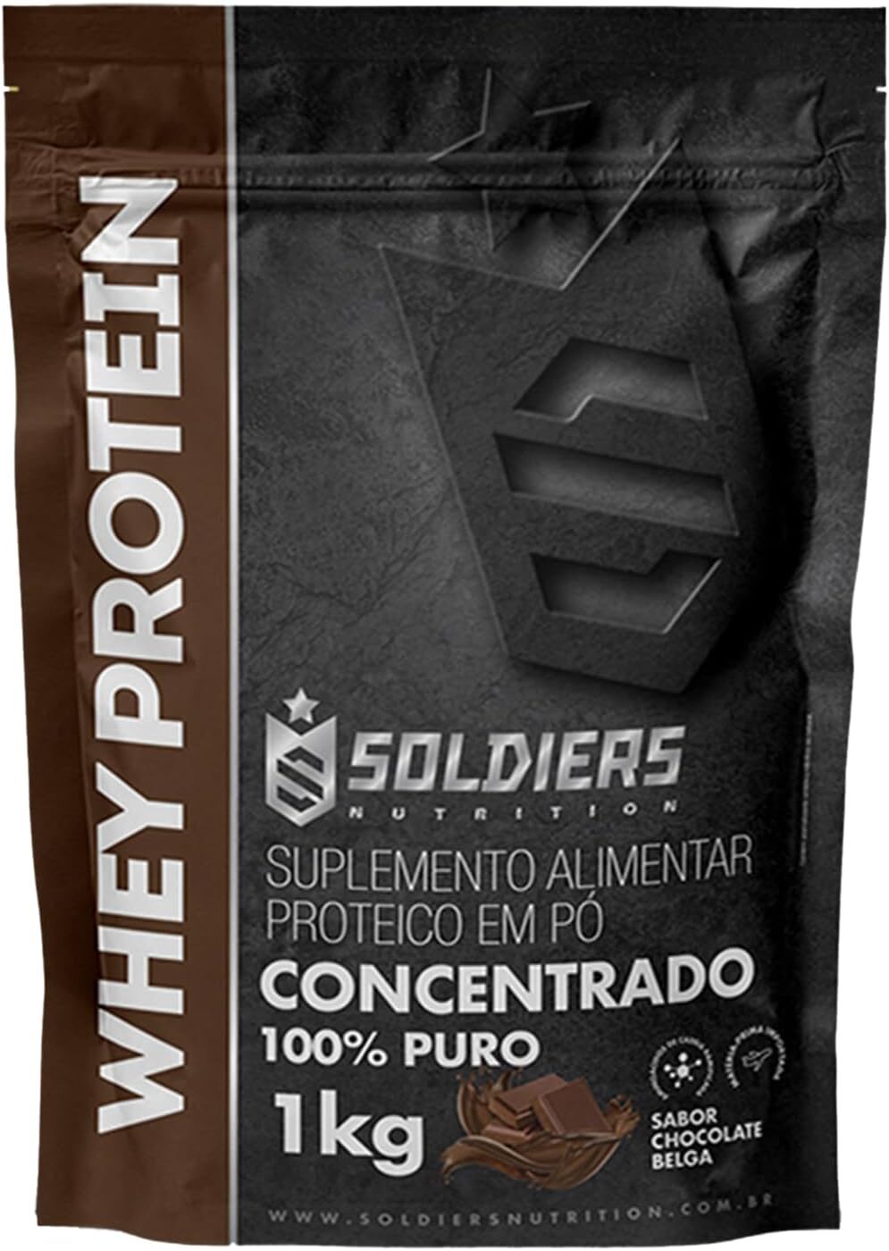 Kit: Whey Protein 1Kg Chocolate Belga + Barrinha Elitebar Pão de Mel 30g Soldiers Nutrition - Imagem 2