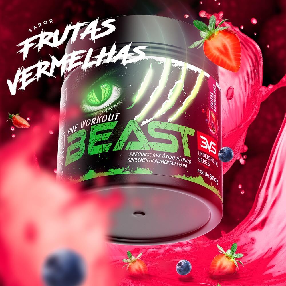 3vs 3VS Nutrition Combo Pré Treino Beast Sabor Frutas Vermelhas 300g ...