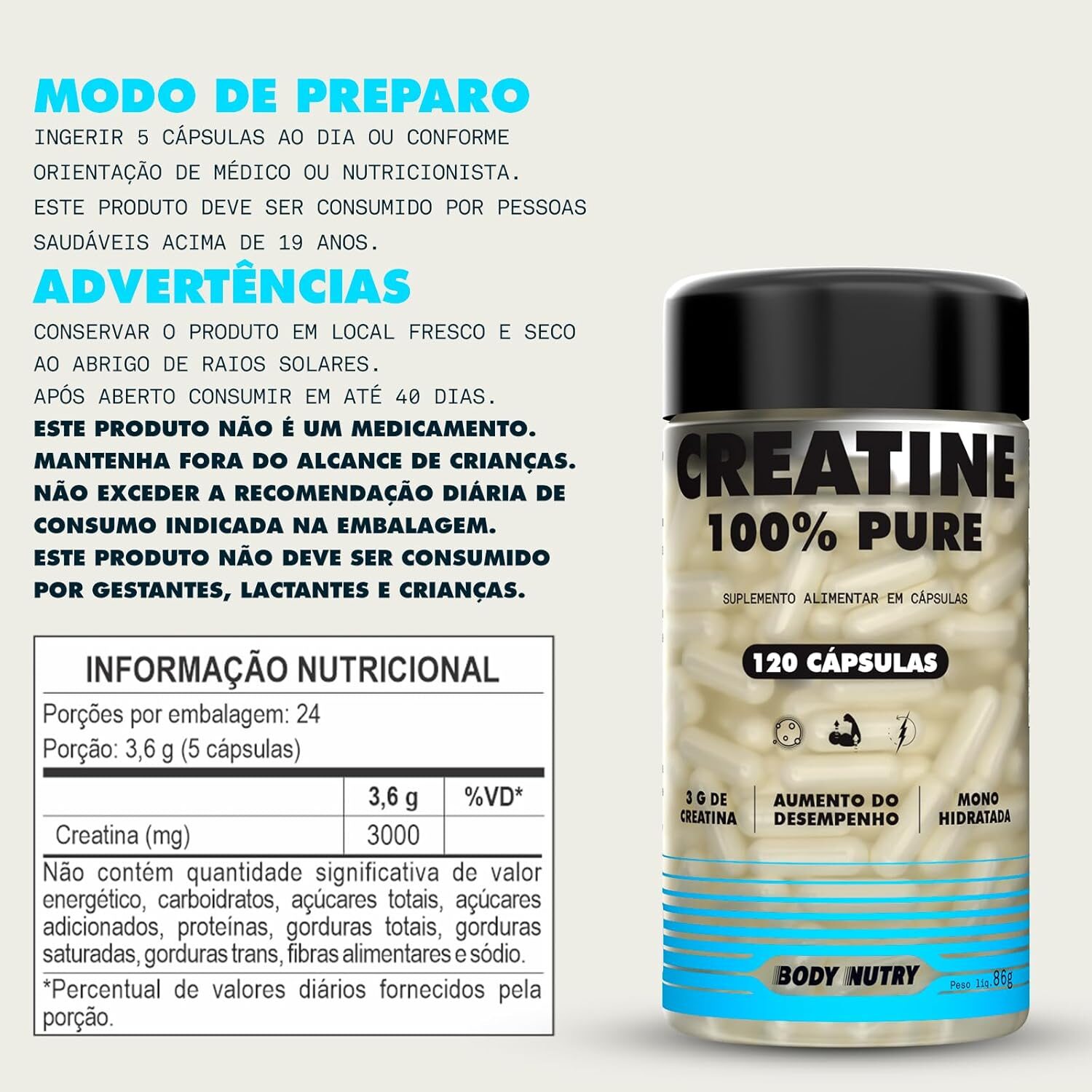 Kit 2x Creatina 100% Pura Monohidratada e Micronizada - Pote 120 Capsulas - Creatine Pure Monohydrate - Importada Alto Grau de Pureza - Original - Imagem 8