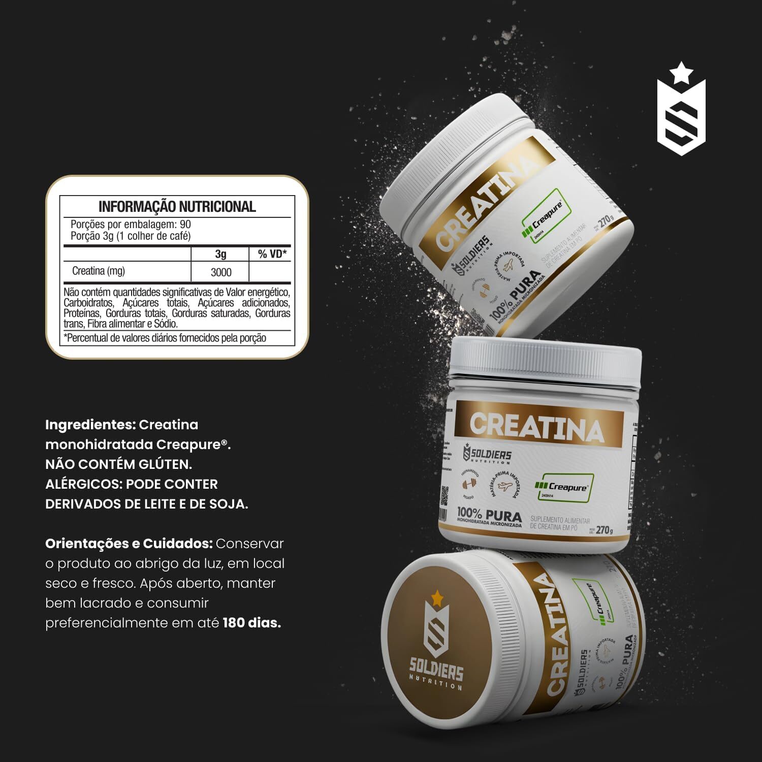 Creatina Creapure 270g - 100% Importada - Soldiers Nutrition - Imagem 6