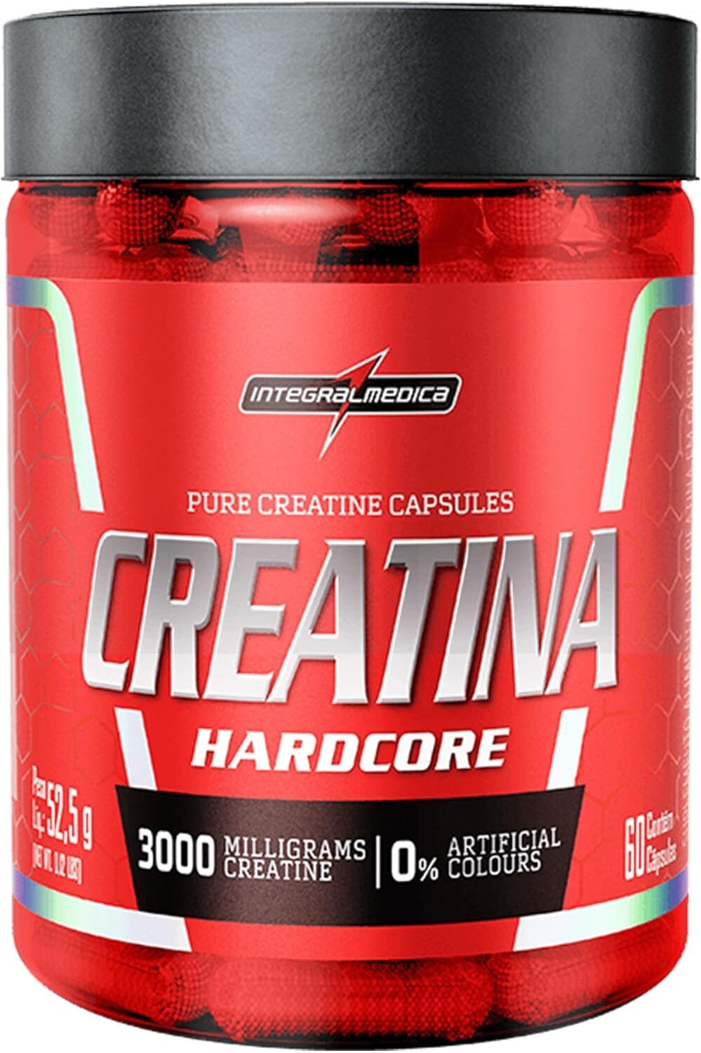 Integralmedica - Creatina em Cápsulas Hardcore - 100% Pura e Monohidratada - 60 Cápsulas