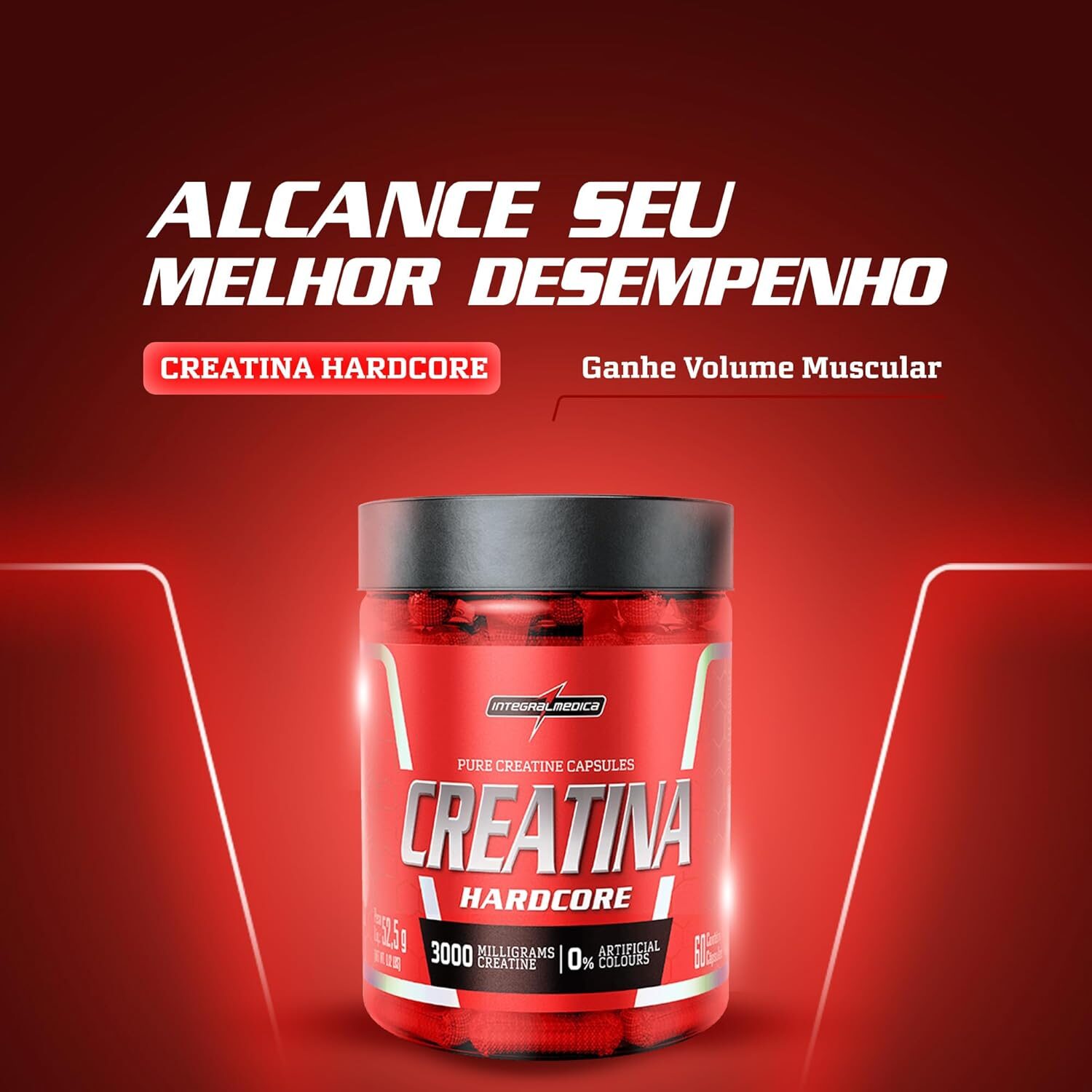 Integralmedica - Creatina em Cápsulas Hardcore - 100% Pura e Monohidratada - 60 Cápsulas - Imagem 2