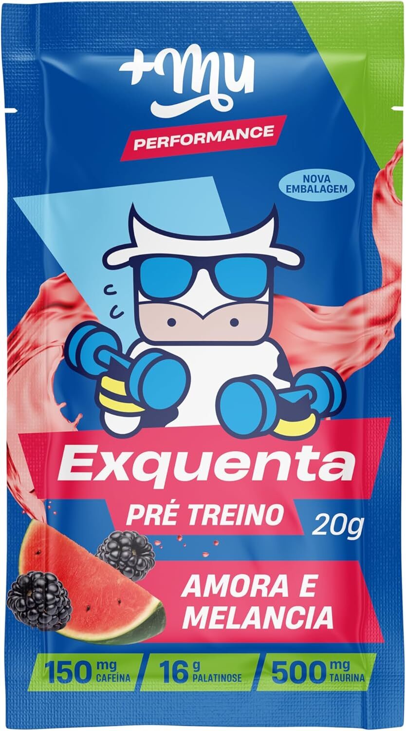 +Mu Pré Treino Exquenta Sabor Amora e Melancia - Display com 15 sachês - 300g - Imagem 3