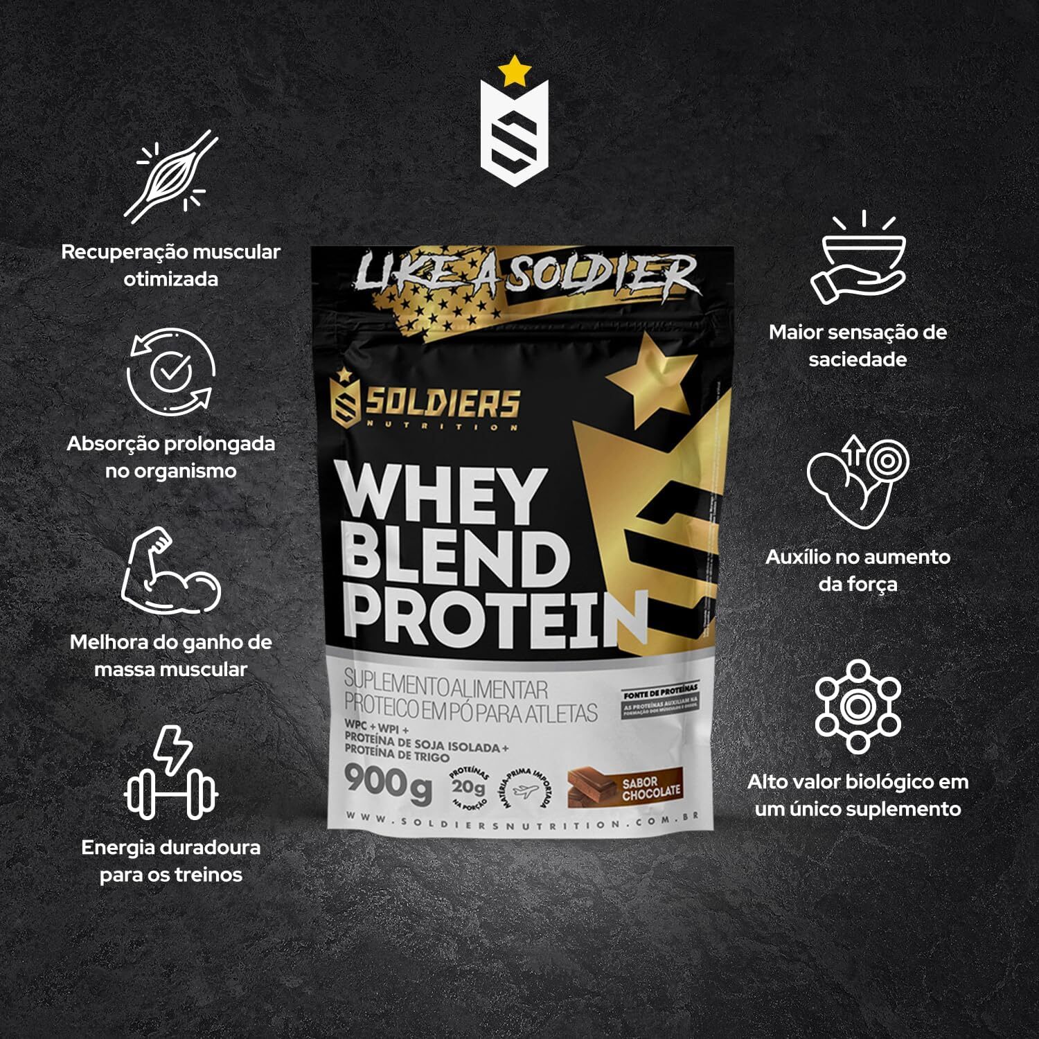 Whey Blend Protein Concentrado e Isolado - 900g - Soldiers Nutrition (900g, Chocolate) - Imagem 5