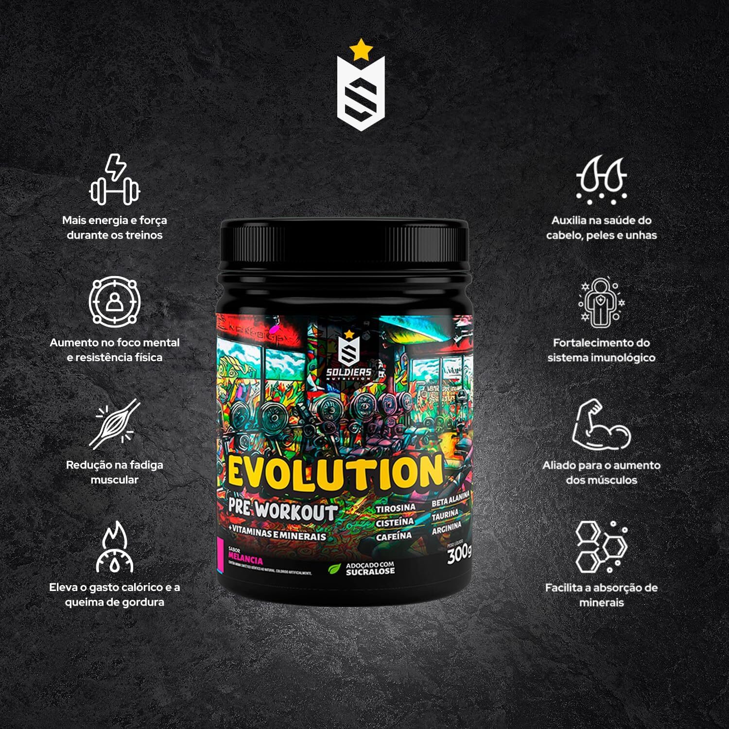 Pré-Treino Evolution Pré Workout 300g - Soldiers Nutrition (Melancia) - Imagem 5