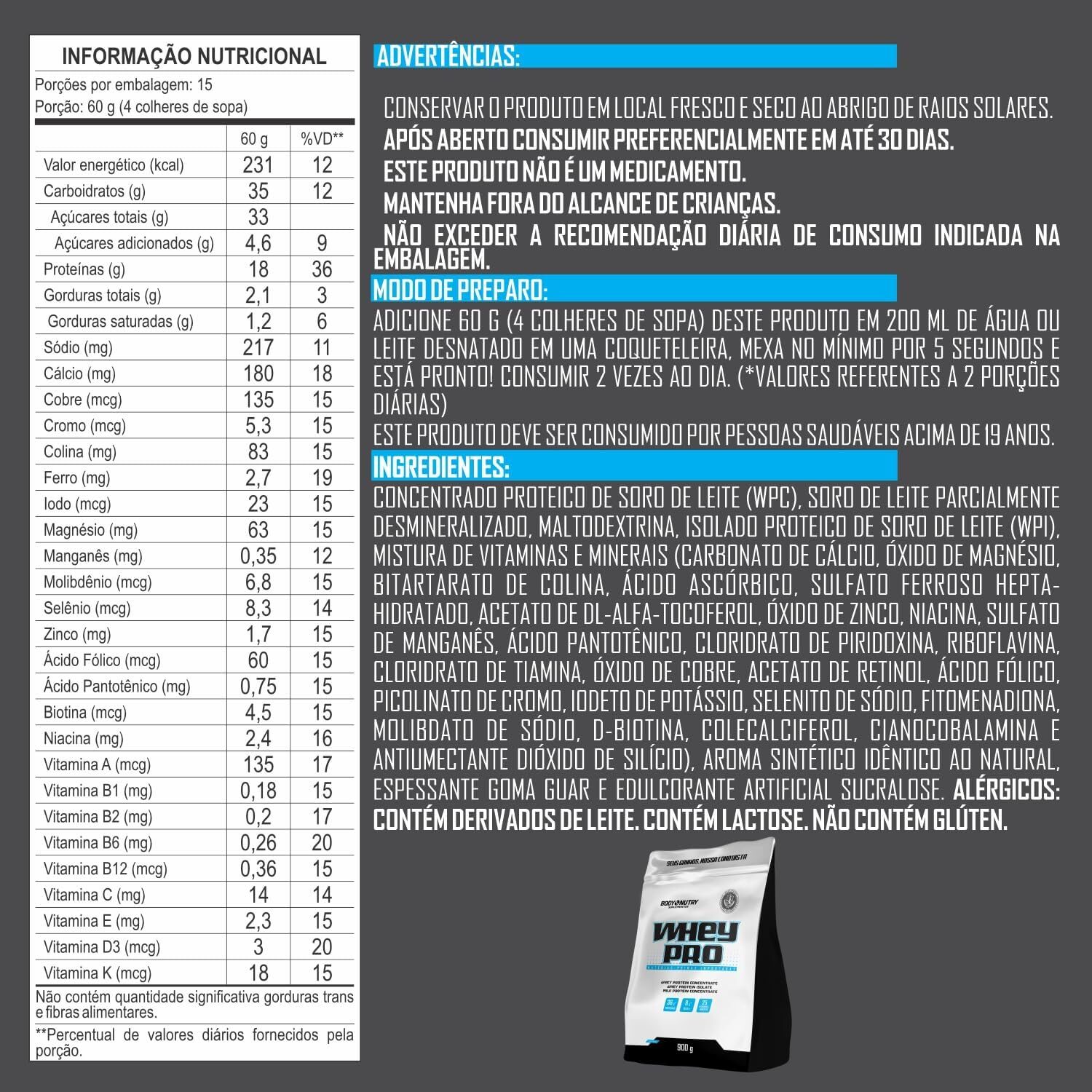 Whey Protein Concentrado Isolado Proteico Soro de Leite Refil 900g 36g Proteinas Em 2 Porções Diárias Vitaminas Minerais BCAA Suplemento Pó Fonte Proteínas Carboidratos - Body Nutry (Cookies & Cream) - Imagem 7