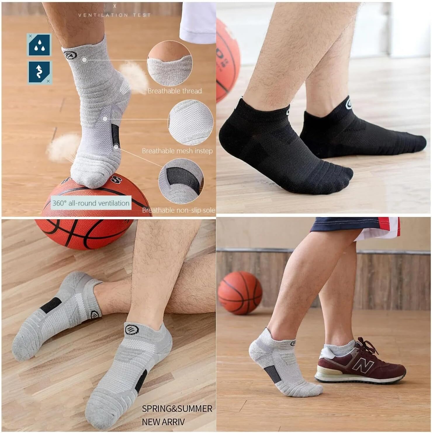 1 par de meias de basquete masculinas e femininas, meias esportivas masculinas de corrida, meias esportivas de compressão grossa para homens e mulheres - Imagem 3