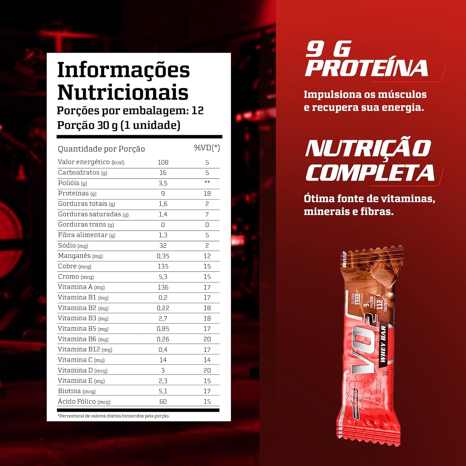 Vo2 Protein Bar Chocolate - 12un - Imagem 3