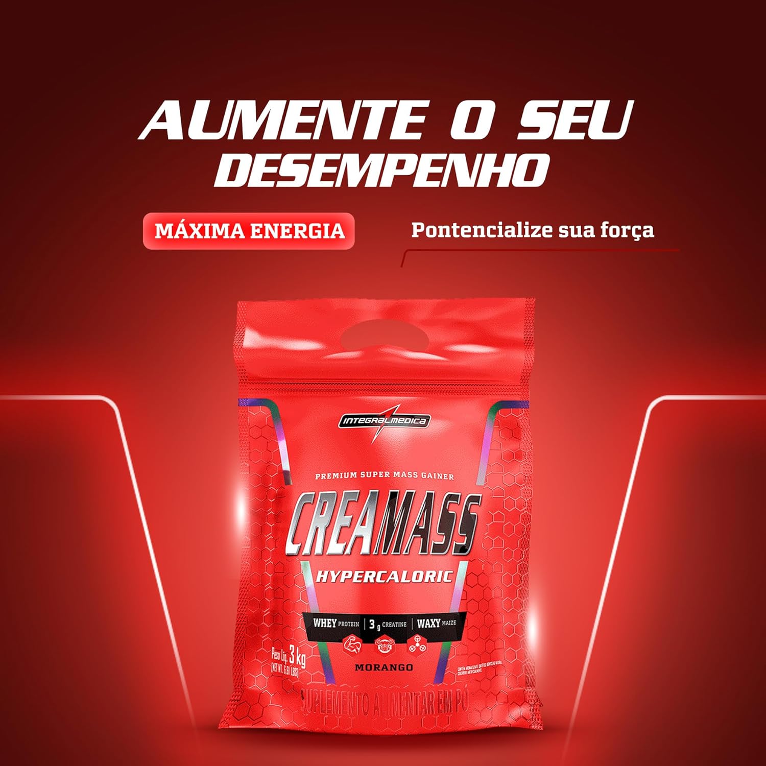 Integralmédica - Hipercalórico Creamass - Morango - pouch 3kg - Imagem 2
